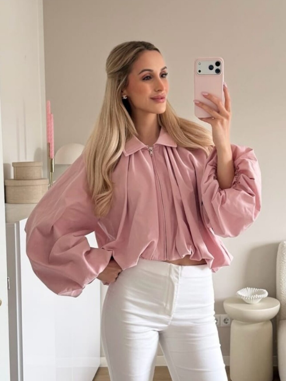 ZARA PUFF SLEEVE BOMBER JACKET SIZE M - Picture 6 of 16
